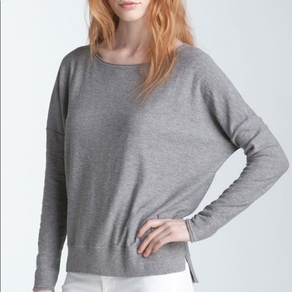 EUC Vince Gray Cotton Dolman BoatNeck LongSleeve M